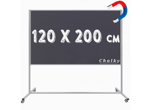 Chalky Mobil Tekerlekli Tek Taraflı Manyetik Kara Tahta 120x200 cm